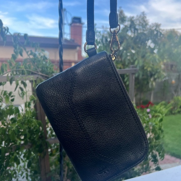 Frye Handbags - Frye Black Leather Wristlet with Textured Finish